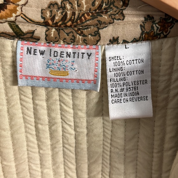 New Identity Coral Beige Gold Floral Print Quilted Jacket with Pockets Large - Picture 6 of 7